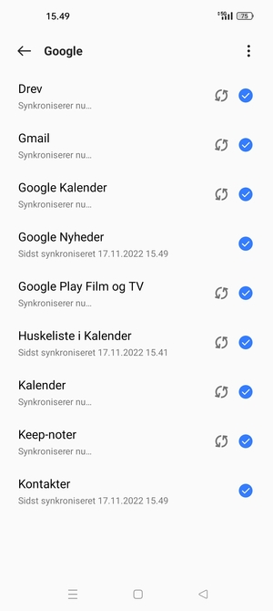 Dine oplysninger vil blive synkroniseret