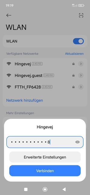 Geben Sie das WLAN-Passwort ein und wählen Sie Verbinden