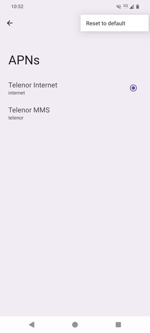 Select Reset to default