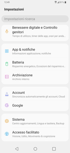 Scorri e seleziona Sistema