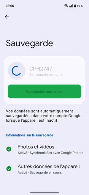 Veuillez attendre la fin de la sauvegarde