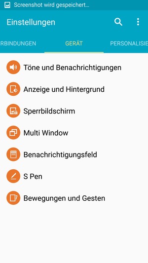 Um Ihre Bildschirmsperre zu aktivieren, gehen Sie zum EINSTELLUNGEN Menü und wählen Sie  GERÄT / MEIN GERÄT