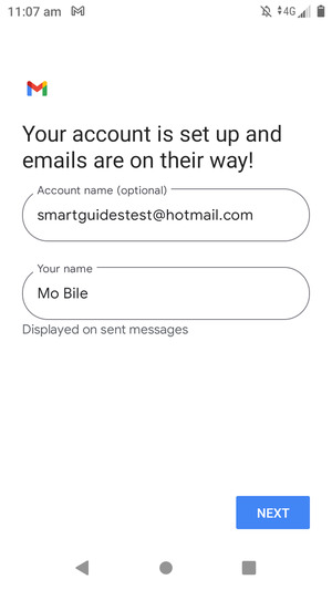 Give your account a name and enter your name. Select NEXT