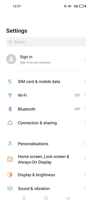 Select SIM card & mobile data