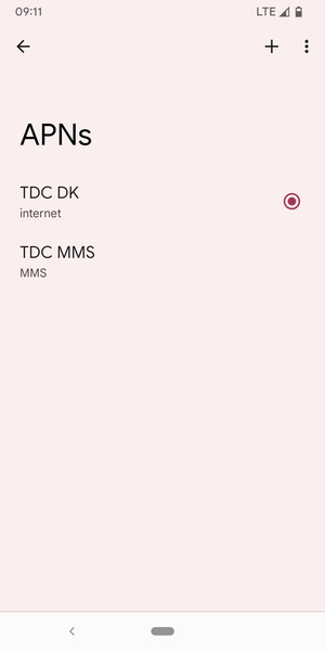 Select the Internet access point