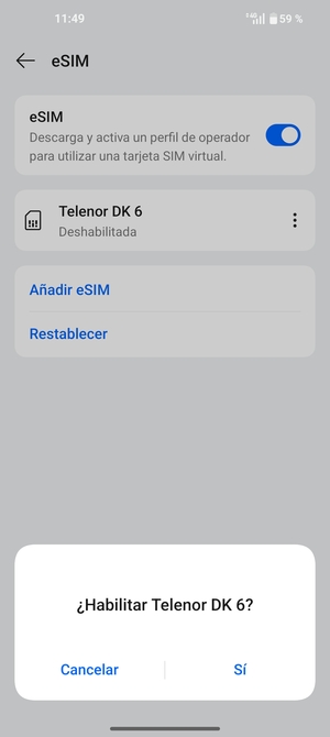 Seleccione Sí