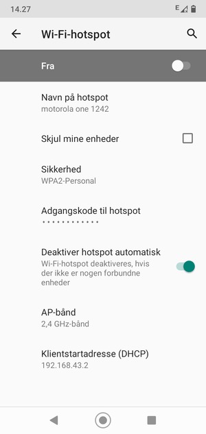 Vælg Adgangskode til hotspot