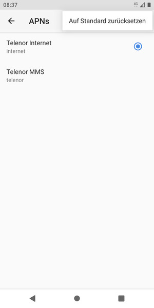 Wählen Sie Auf Standard zurücksetzen