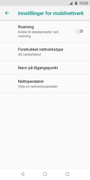 Velg Foretrukket nettverkstype