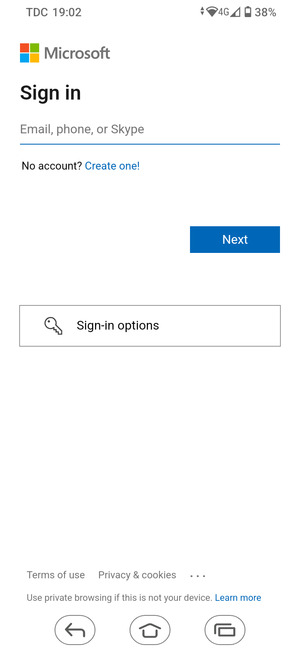 Enter your Email address and select Next