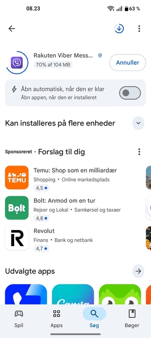 Afvent at installeringen er afsluttet