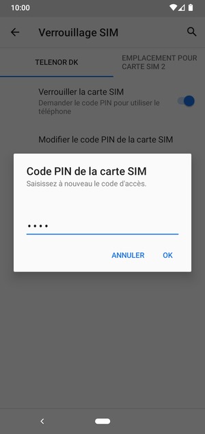 Veuillez confirmer votre nouveau code PIN de la carte SIM et sélectionner OK