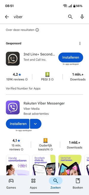 Selecteer de app