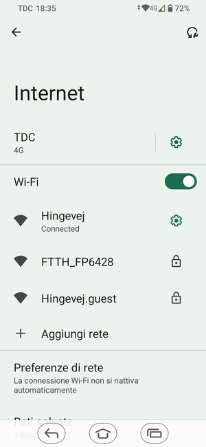 Ora sei connesso alla rete Wi-Fi