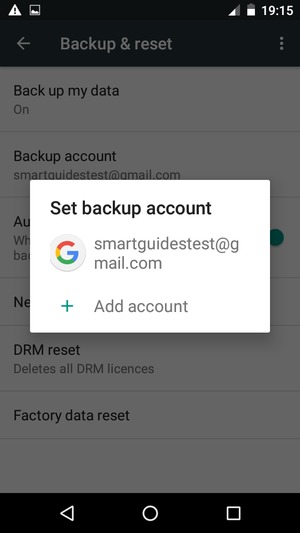 Select your backup account