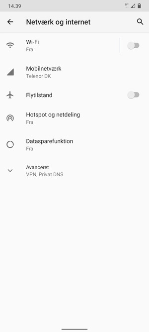 Vælg Hotspot og netdeling