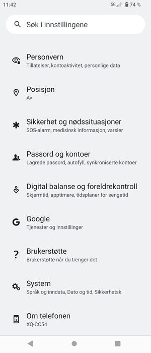 Bla til og velg System