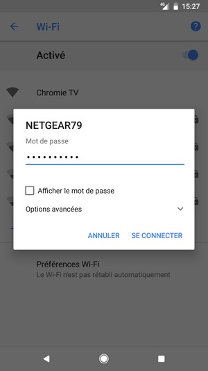 Saisissez le mot de passe du Wi-Fi et sélectionnez SE CONNECTER