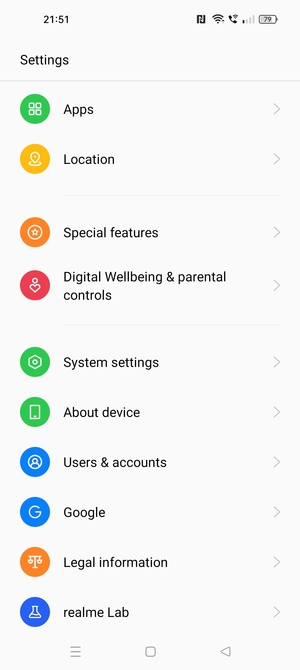 Scroll to and select About device