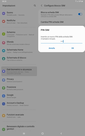 Inserisci Nuovo PIN della scheda SIM e seleziona OK