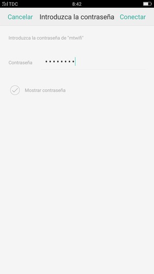 Introduzca la contraseña de Wi-Fi y seleccione Conectar
