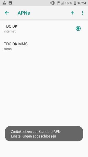 Ihr Handy wird auf Standard-Einstellungen für Internet und MMS zurückgestellt