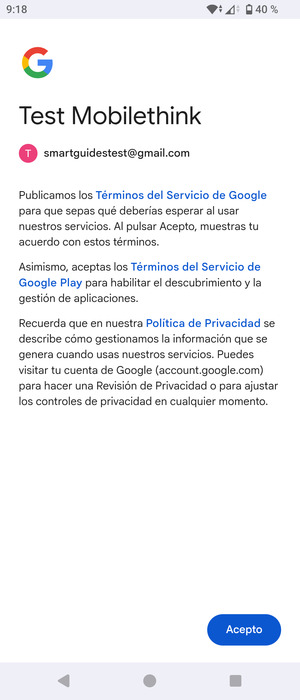 Seleccione Acepto
