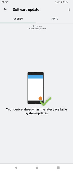 If your phone is up to date, you will see the following screen
