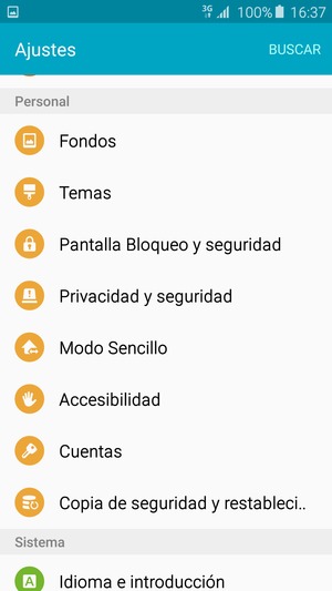 Desplácese y seleccione Pantalla Bloqueo y seguridad