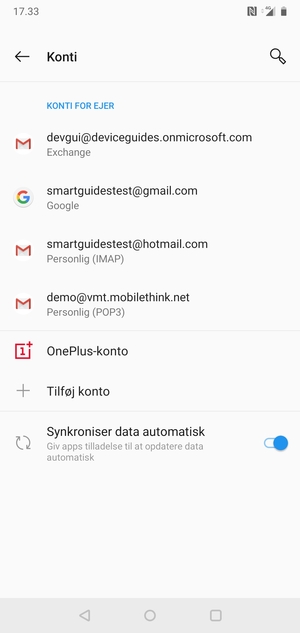 Vælg din Google konto