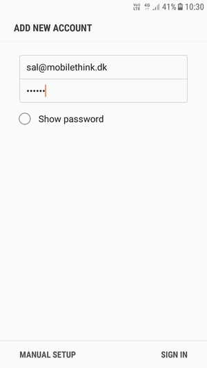 Enter your Email address and Password. Select MANUAL SETUP