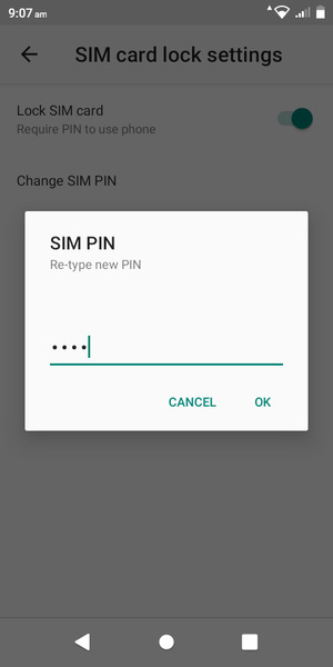 Confirm your new SIM PIN and select OK