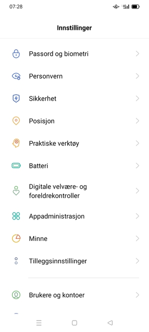 Bla til og velg Sikkerhet