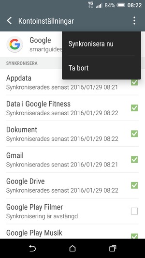 Välj Synkronisera nu