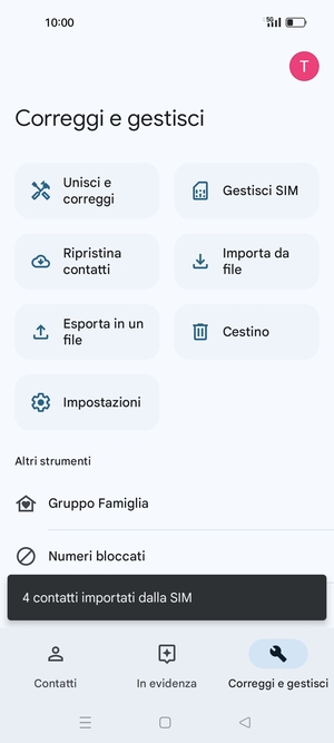 I tuoi contatti verranno salvati sul tuo account Google, e salvati sul tuo telefono la prossima volta che Google sarà sincronizzato.