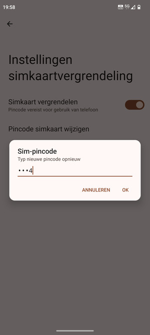 Bevestig uw nieuwe sim-pincode en selecteer OK