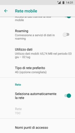 Scrorri e seleziona Nomi punti di acceso