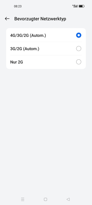 Wählen Sie die gewünschte Option