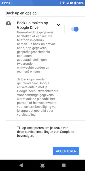 Scroll naar en selecteer ACCEPTEREN