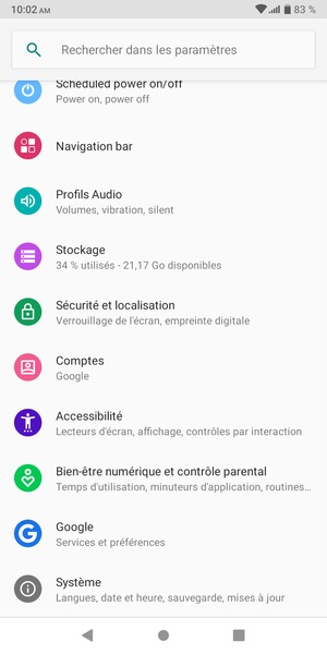 Faites défiler et sélectionnez Système