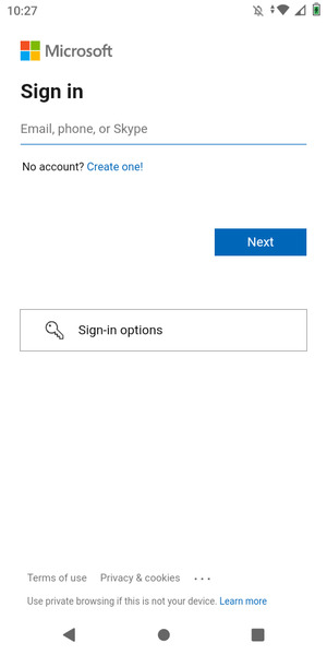 Enter your Email address and select Next