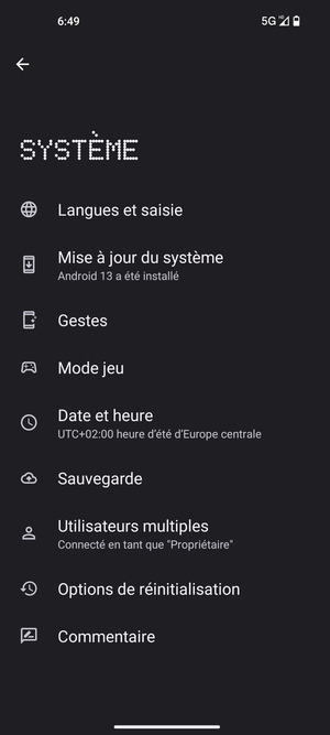 Sélectionnez Mise à jour du système 