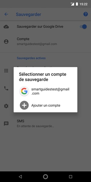 Sélectionnez votre compte de sauvegarde