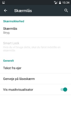 Vælg Skærmlås