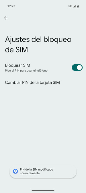 Su PIN de la SIM ha sido cambiado