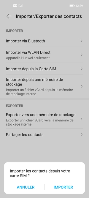 Sélectionnez IMPORTER