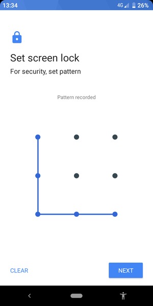 Draw an unlock pattern and select NEXT