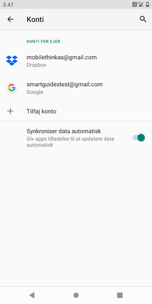 Vælg din Google konto