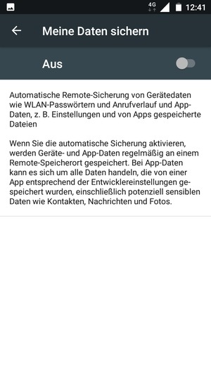 Schalten Sie Meine Daten sichern ein