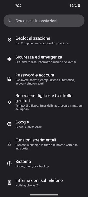 Scorri e seleziona Sistema
